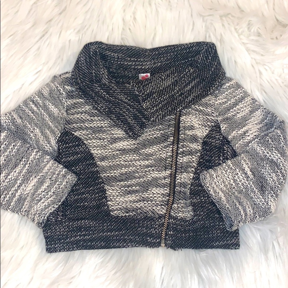 Cherokee Black/White Soft Knit Moto Jacket 18m